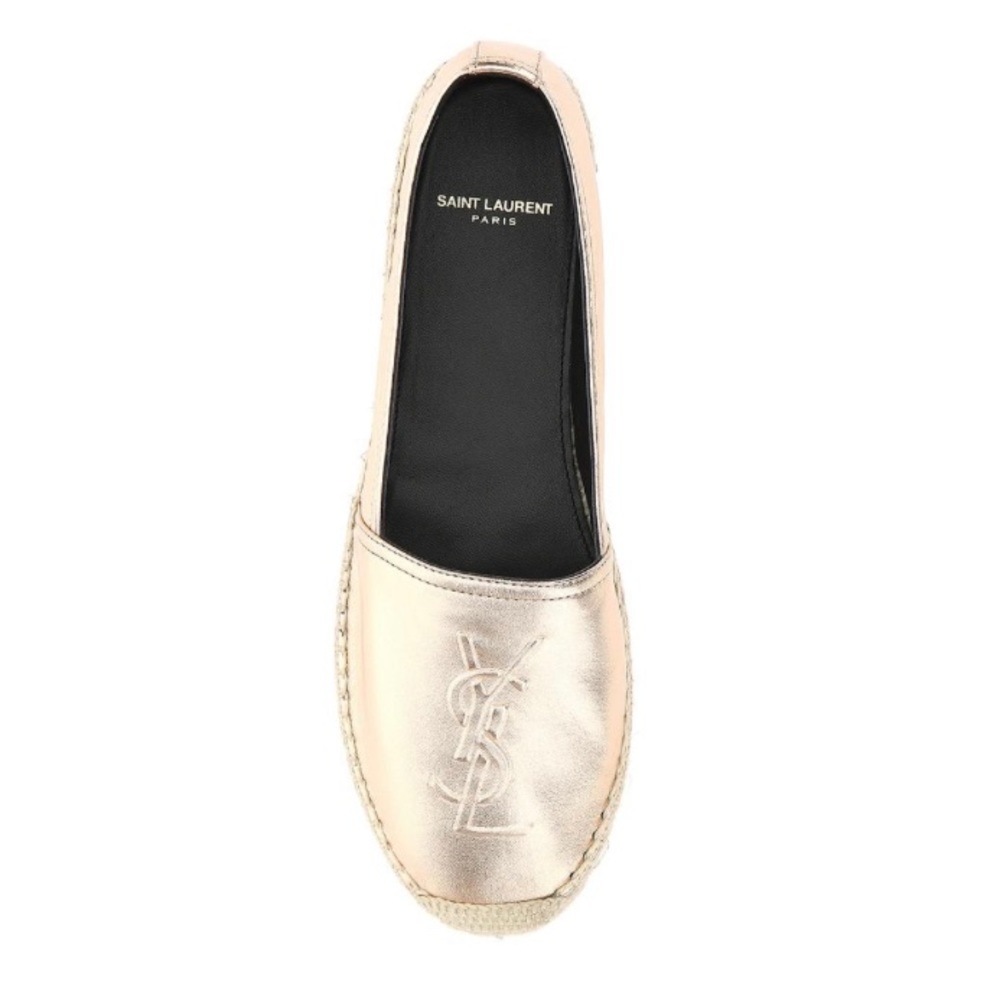 Saint Laurent Metallic Embossed Logo Espadrille